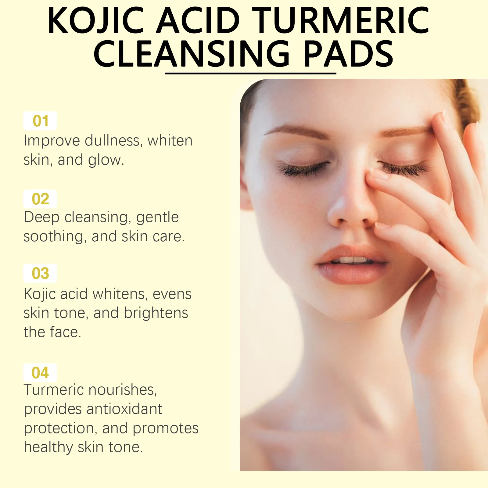Turmeric Cleaning Pads Exfoliating Pads Dark Spo-ts Removal Unclog Pores Brightening Moisturizing Cleaning Facial Washing Sponge 6