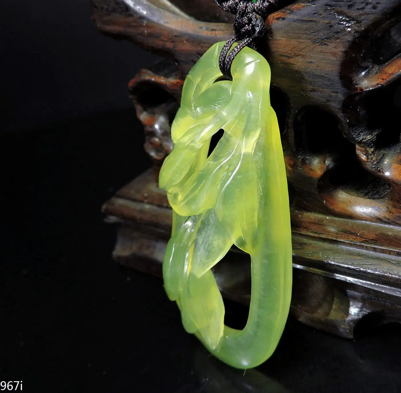 Jade Jewelry Natural Jade Pendant Necklace Hand-Carved bamboo Jadeite Necklace Pendant Gift No Treatment 967i