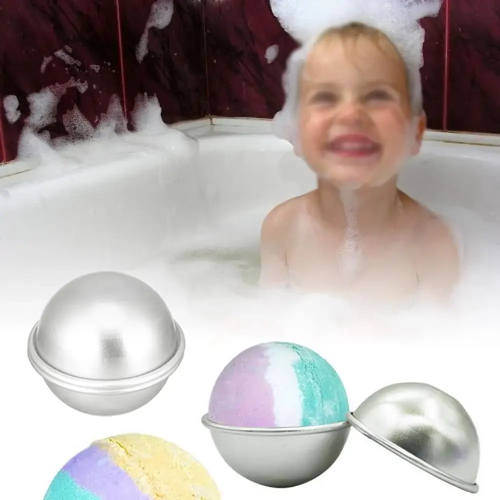 2PCS Round Aluminium Alloy Bath Bomb Molds DIY Tool Bath Bomb Salt Ball Homemade Crafting Gifts Semicircle Sphere Mold
