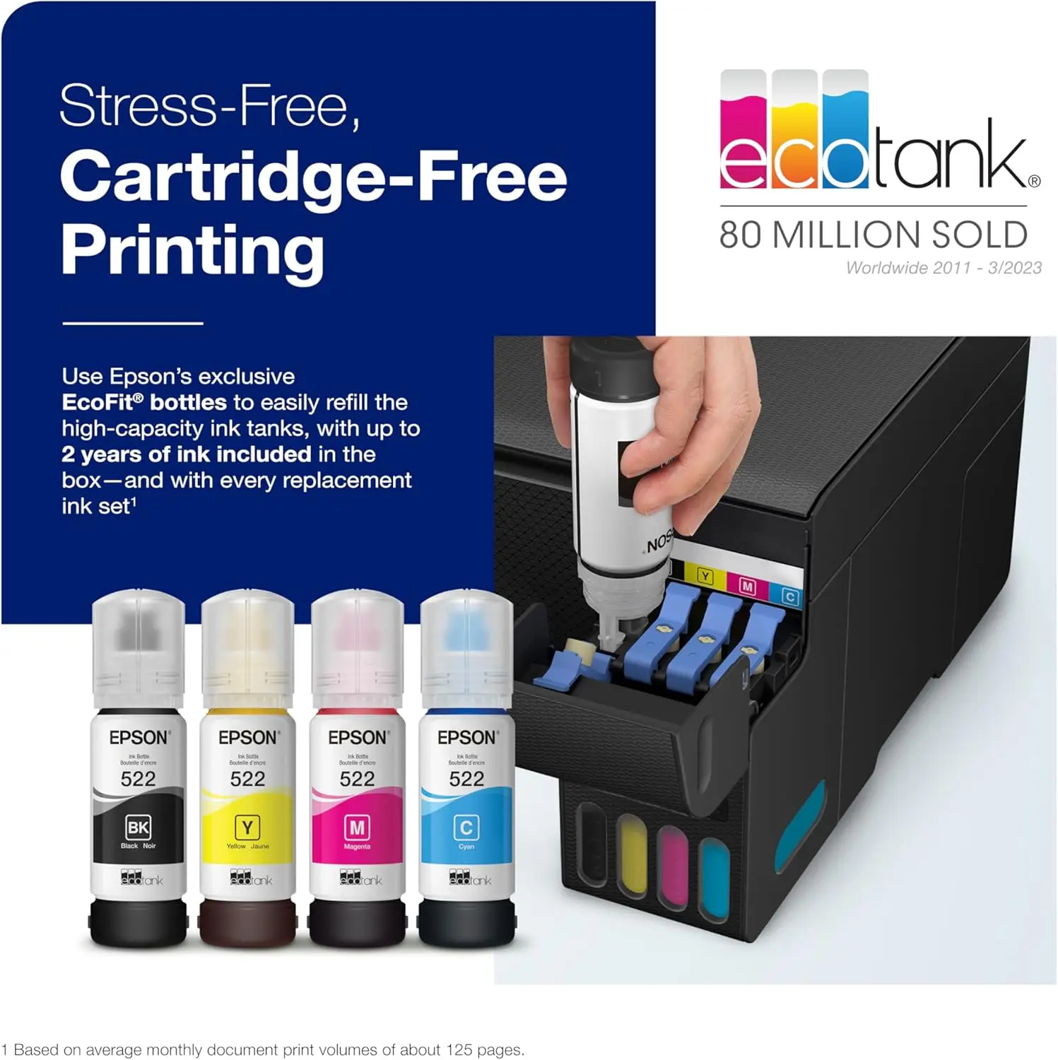EcoTank ET-2400 Wireless Color All-in-One Cartridge-Free Supertank Printer with Scan , Everyday Home Printing, Black 3