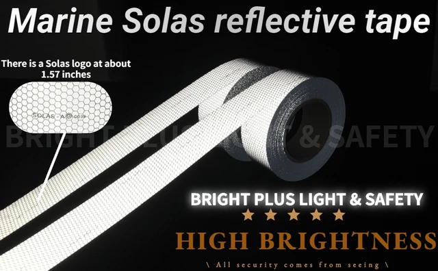 Nastro Riflettente SOLAS Argento 5cm X 5m - Adesivo Di Sicurezza Per Auto, Moto E Bici