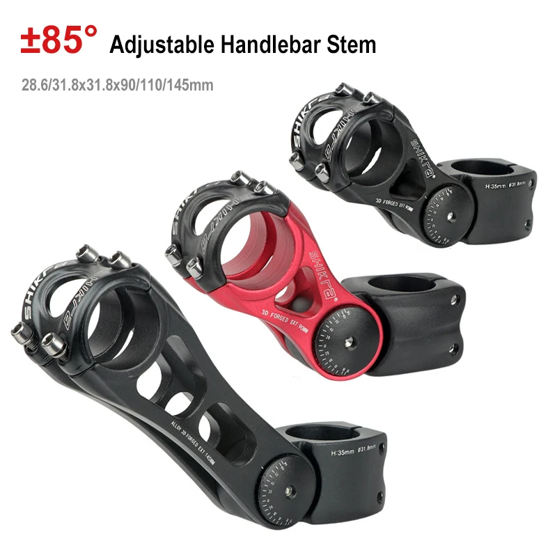 Attacco Manubrio Regolabile Bici 31.8 Mm | Escursione 110 Mm Angolo ±60° | In Alluminio Per MTB, Strada, BMX | Universale Nero