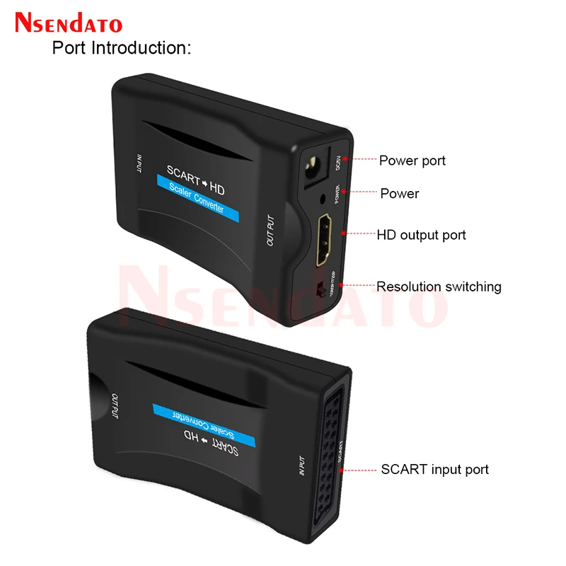 720P/1080P SCart  To HDMI-Compatible Video Audio Converter Upscale Scart HDMI-Compatible Adapter for PAL/NTSC Sky Box DVD TV