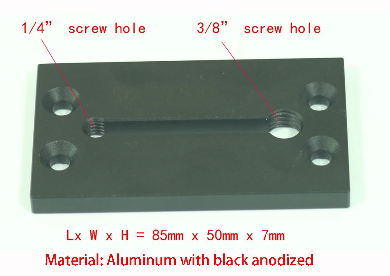 

85x50mm tripod plate with 1/4" and 3/8" slot hole fr 15mm Support Rail Rig Rail, 1/4 and 3/8 thread hole plate