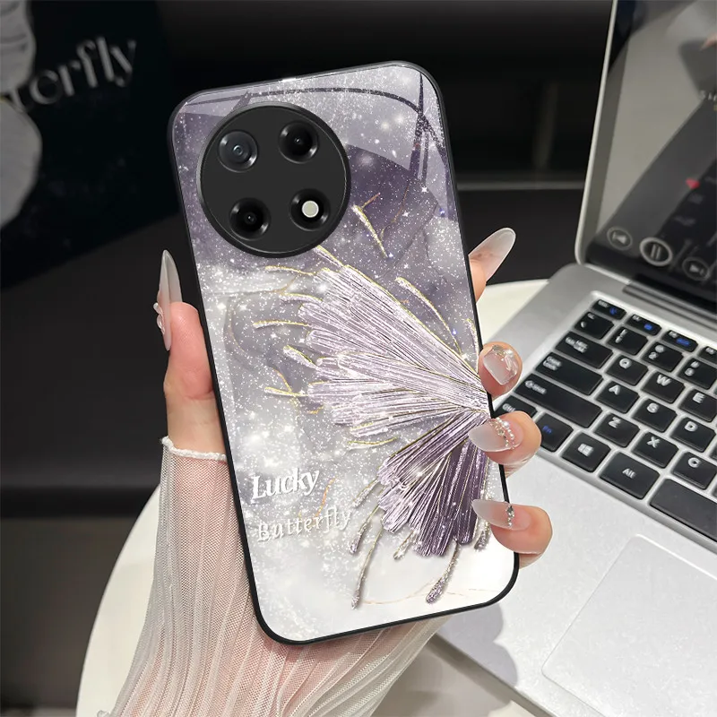 Butterfly Shockproof Tempered Glass Phone Case