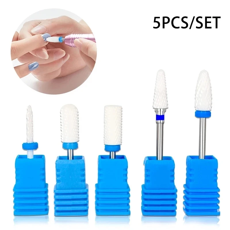 5 PCS/Set Ceramic Nail Drill Bits Electric Drill Machine Nail Cutter Bits Nails Accessories Tools For Manicure Pedicure Tools Best Sellers In Beauty & Health