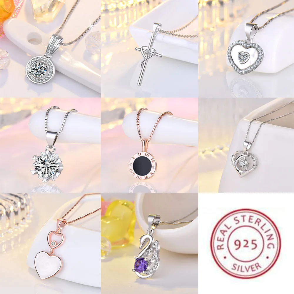 Silver Necklace 925 Sterling AAA Zircon for Women