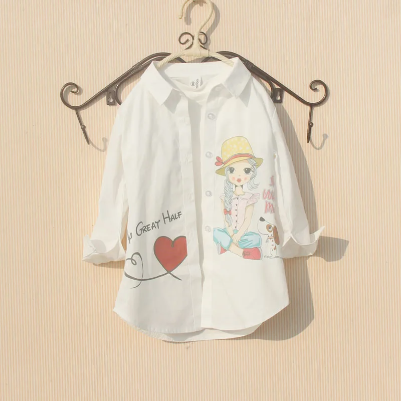 Girls Kids Shirts Spring Children Clothes Cartoon Rabbit Long Sleeve Tops for 8 To 12 Years Teenage Girls
