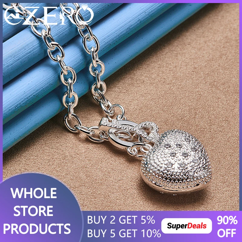 

ALIZERO 925 Sterling Silver Necklace 24K Gold Zircon Heart Pendant Chain For Women Fine Jewelry Fashion Party Lady Wedding Gift