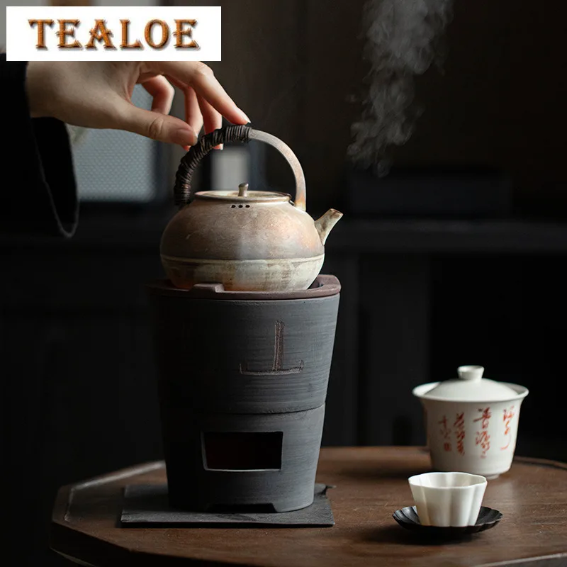 Retro Coarse Pottery Carbon Stove Set Japanese Clay Furnace For Boiling Water Kettle Charcoal Fire Warmer Tea Stove Tea Ceremony
