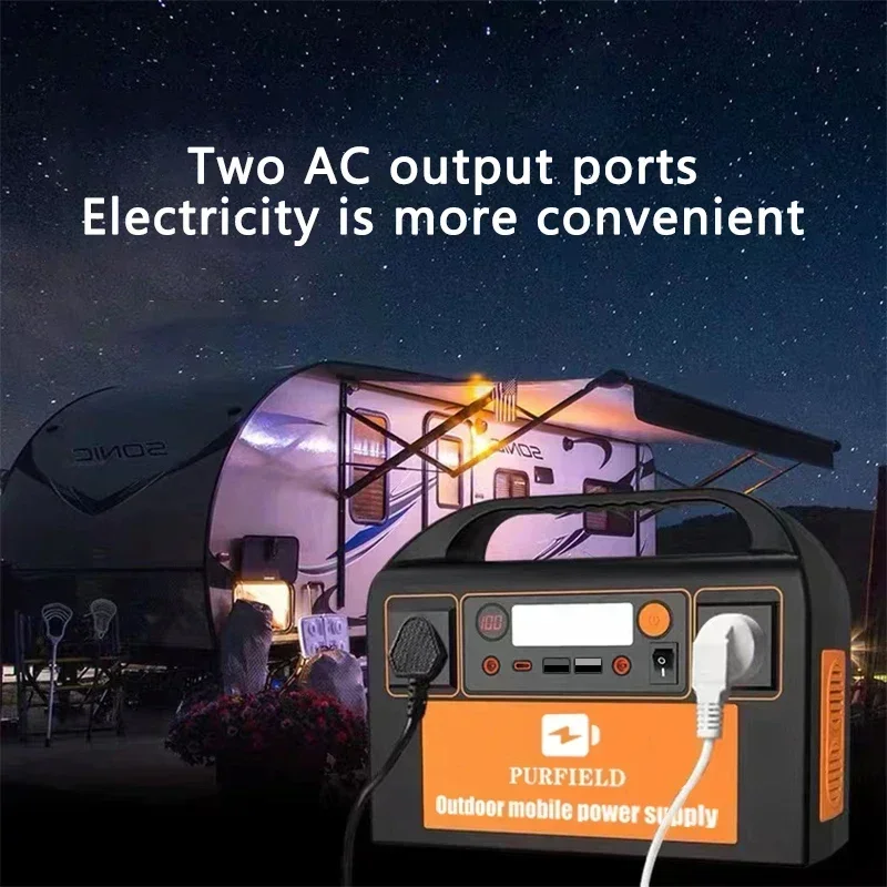 PURFIELD 220V 110V AC 300W Portable Power Station 315WH Solar Generator 90000mAh/3.7V Battery DC Outdoor Emergency Power Supply