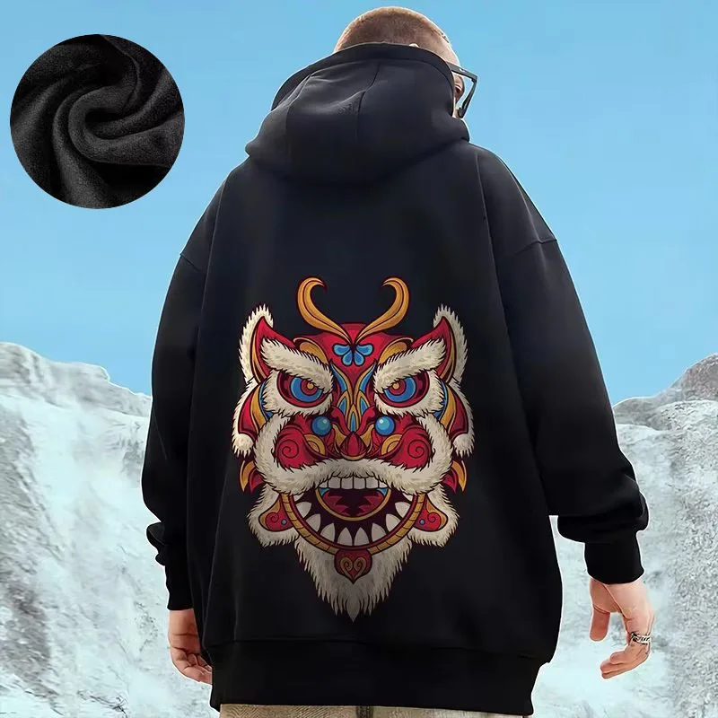 Hooded Sweater Men's Trendy Brand Large Size M-8XL Men's Autumn And Winter Style Plush And Thick Fat Hip-hop Pullover Jacket