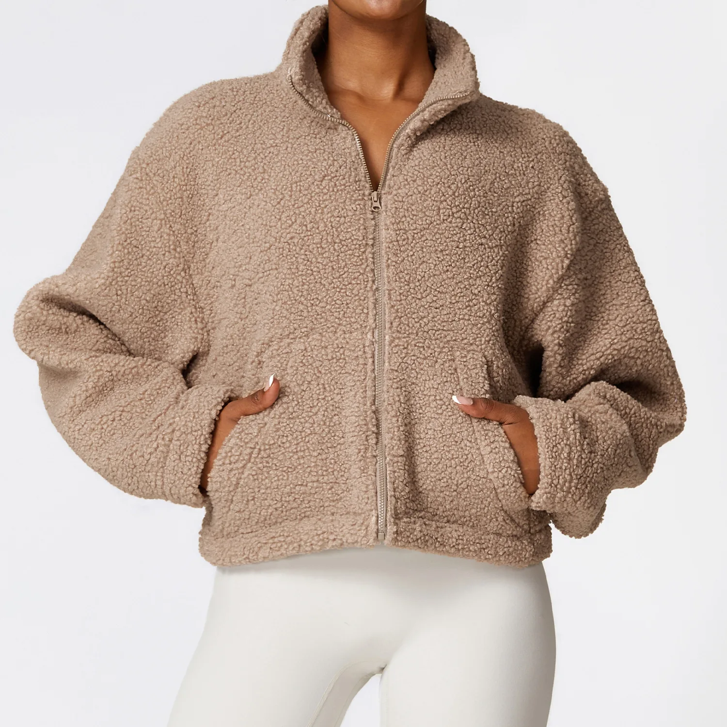 

Antibom Zipper Warm Lamb Fleece Fitness Sports Jackets Women Versatile Thickened Fleece Coat