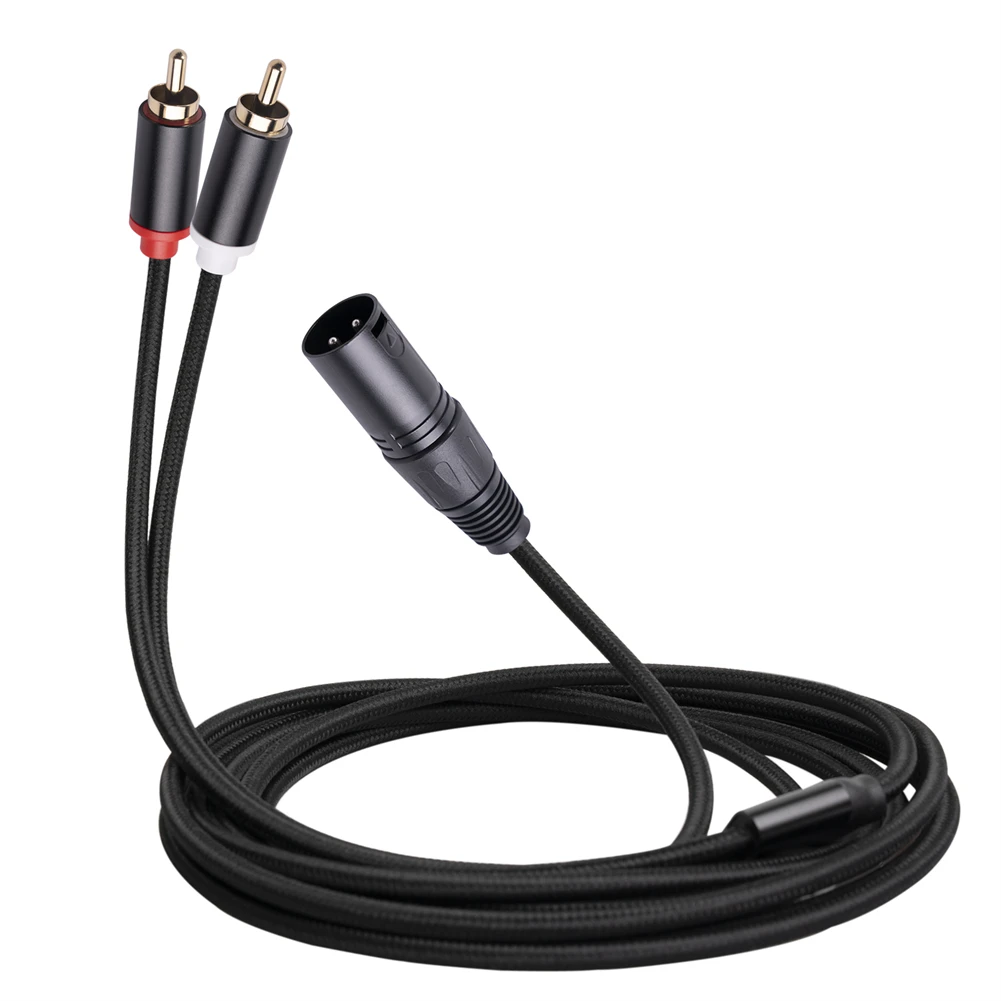 Audio Equipment Male Audio Cable Bag Packing Black Aluminum Alloy Gold Plated Microphone XLR Male To 2-RCA Male haldane pair liton gold plated rca audio cable 2x rca male to male interconnect audio cable with vdh van den hul 102 mk iii