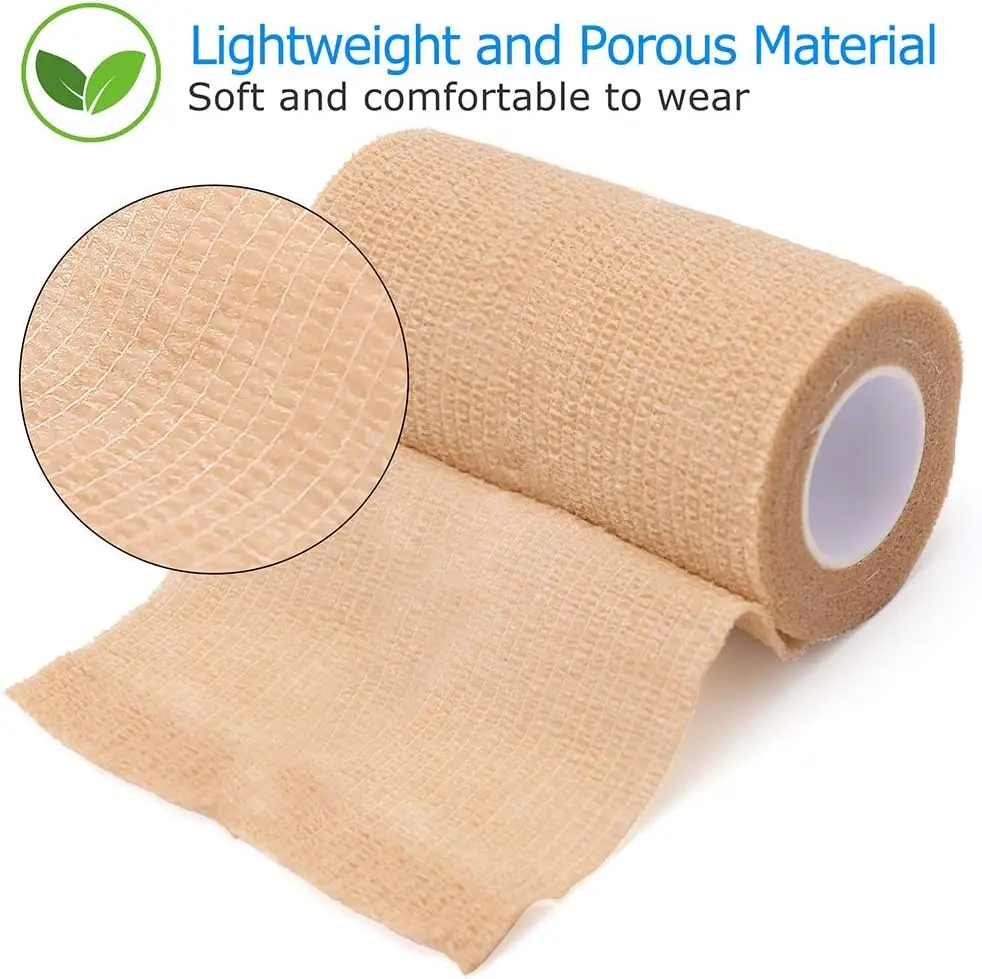 Description Picture 4 of itemSelf Adhesive Bandage Wrap Tape Cohesive Bandage Highly Breathable Elastic Bandage Athletic Nonwoven Tattoo Handle Bandage