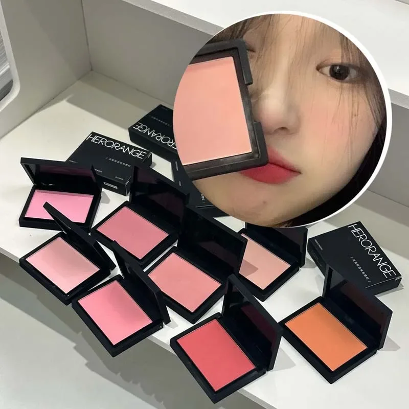 HERORANGE Powder Blusher Palette Rose Low Saturation Nude Orange Korean Sexy Pink Blush Matte Natural Rouge Facial Cheek Contour 3