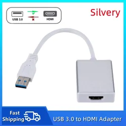 Enhanced USB to HDMI - Compatible Audio Video Converter Cable, HD 1080P (Silvery)