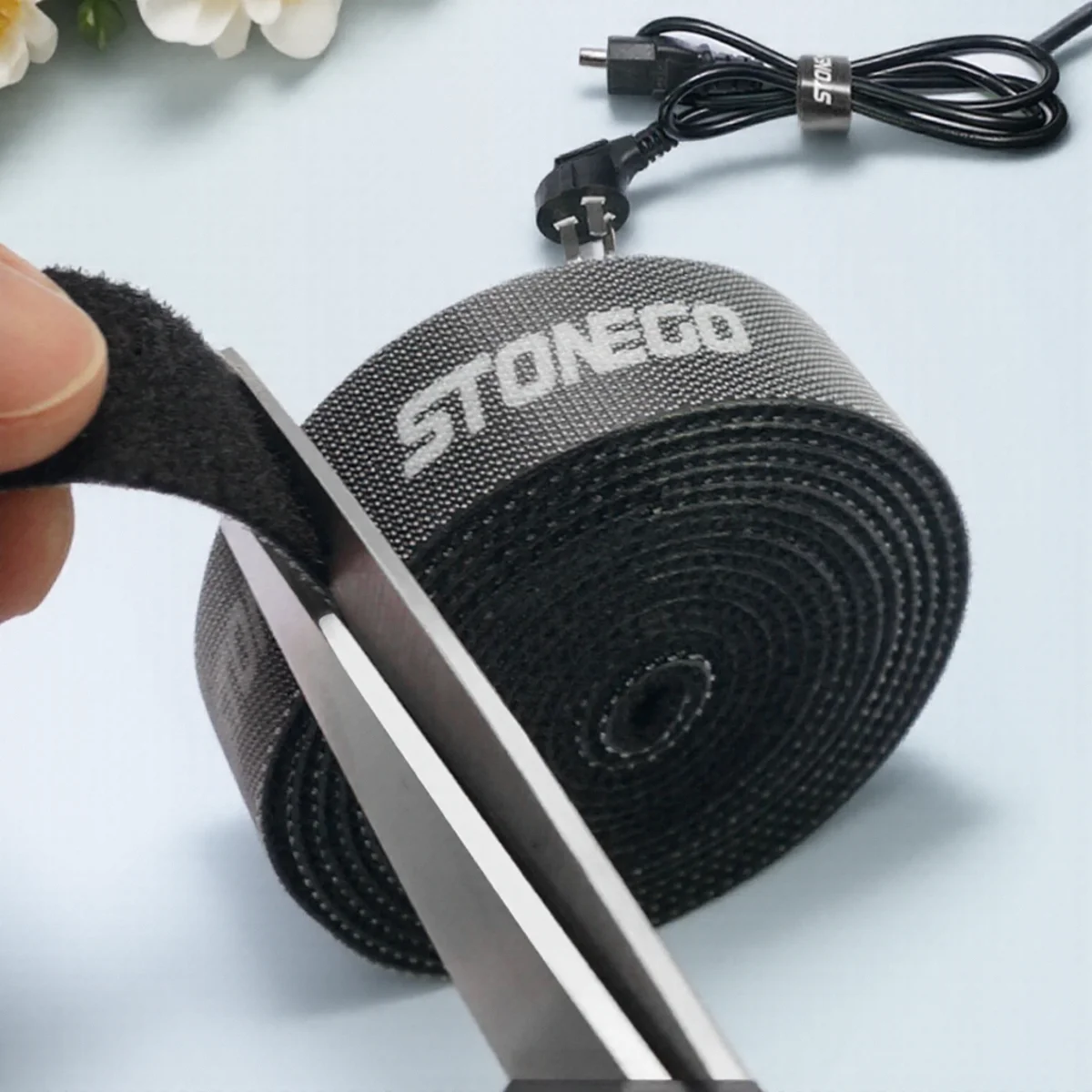 Dual-Sided Adhesive Hook and Loop Straps for Cable Management and Cord Organization