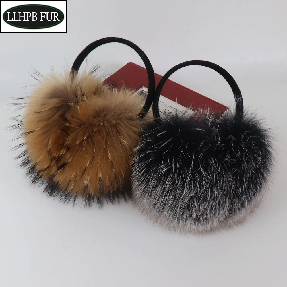 Nouveau hiver réel fourrure de renard cache-oreilles pour femmes naturel fourrure de renard foulards double usage véritable plus chaud en peluche cache-oreilles en plein air solide fourrure écharpe