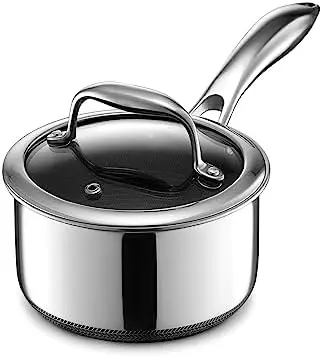 

Quart Hybrid Stainless Steel Pot with Glass Lid, Stay Cool Handle, Non-Stick, Dishwasher, Oven Safe, Works on Induction, Ceramic