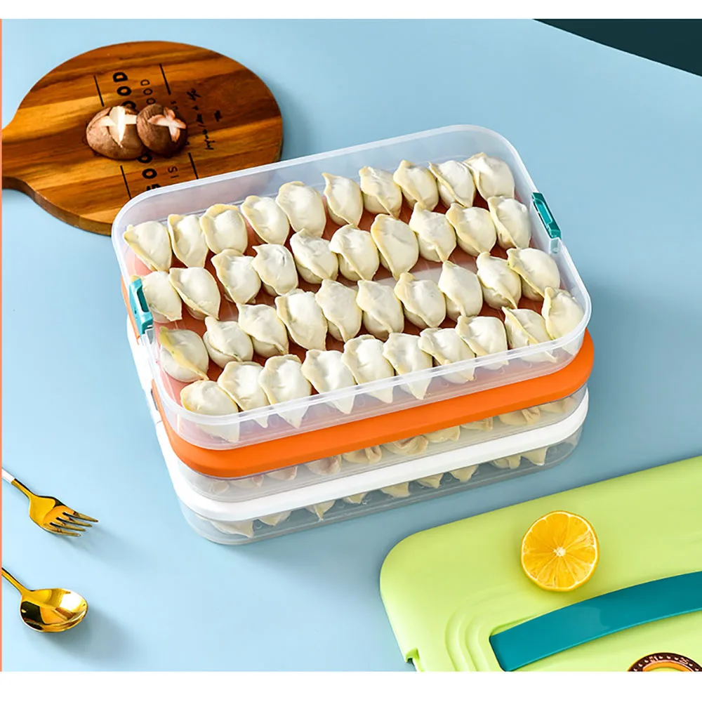 

Dumpling Food Containers, Plastic Dumpling Box Bins Holder with Lids for Refrigerator Stackable Reusable