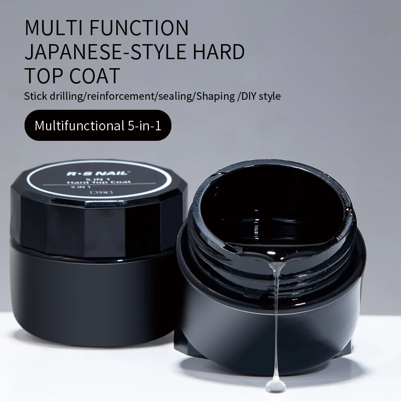 RSNAIL 5 IN 1 Japanese Hard Top Coat 15ml Rhinestones No Wipe Top Coat Efficient Function Adhesive Water Nail Art Gel DIY Design 3