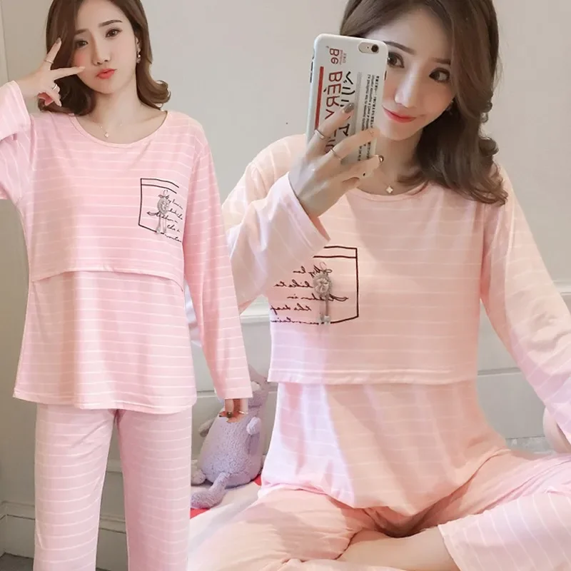 Maternity Clothing Sets Lightweight Summer Outerwear Breastfeeding Period Sleepwear Autumn Maternity Dismissal Clothing Homewear
