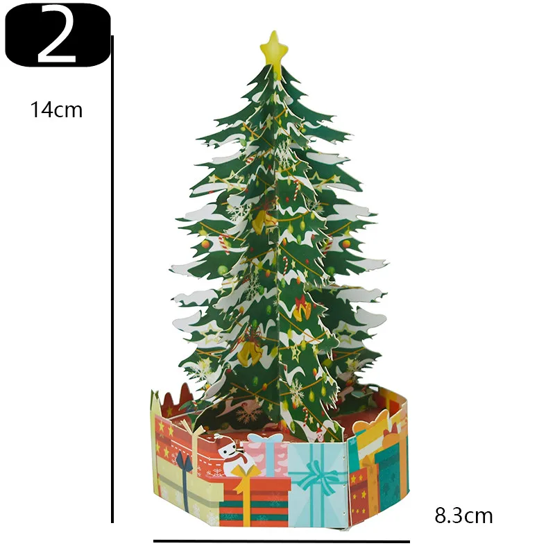 Biglietto Di Natale 3D Pop-Up Con Albero Glitter - Verde, 19,5x11 Cm
