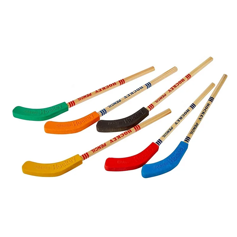 Hockey Pencils And Erasers 9 Inch 6Pcs For Kids Students Sports Fans Birthday Party Gifts hockey pencils