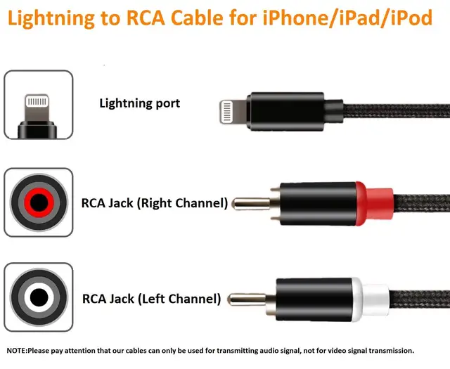 Ipad Rca To Iphone Cable Lightning To RCA Cable Audio Aux Adapter
