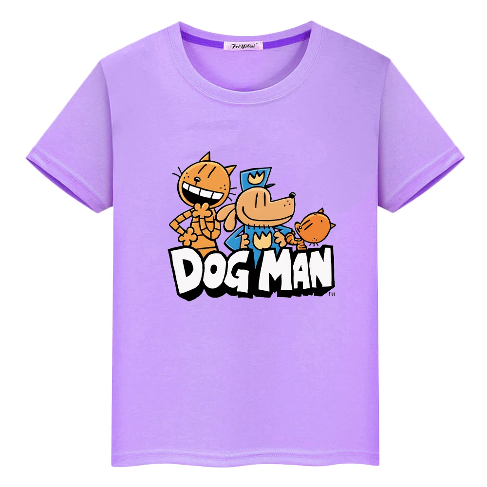 Dog Man Print t shirt for kids boy 10years Kawaii 100%Cotton Short Tops Anime Tees pride tshirt y2k one piece kids clothes girls 2