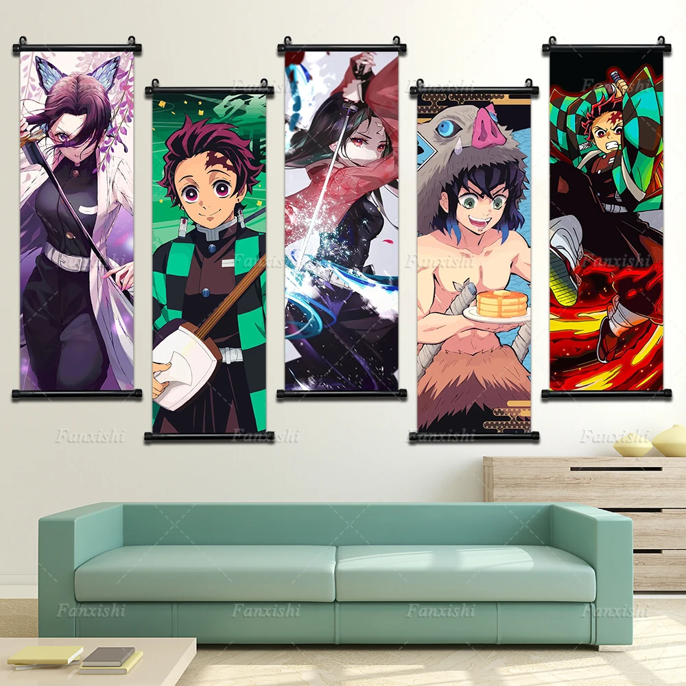 

Hd Print Wall Art Color Home Decor Pvc Hanging Scrolls Solid Demon Slayer Canvas Painting Japan Pop Anime Poster For Living Room