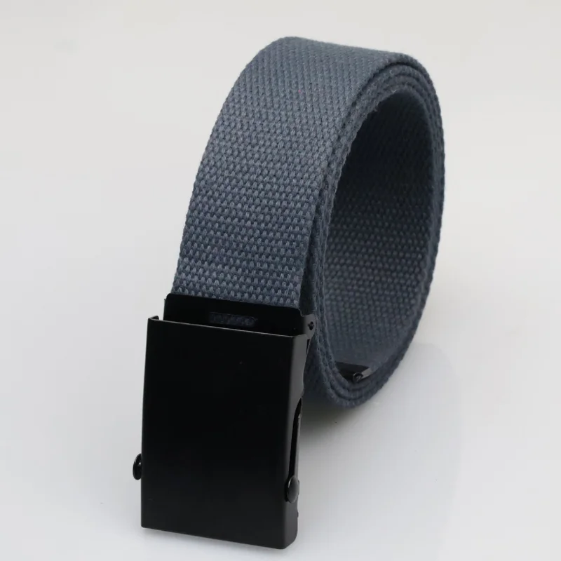 3.8cm Casual Canvas Belt Silver Alloy Buckle Solid Color Outdoor Comfortable Cotton Sports Belt Unisex