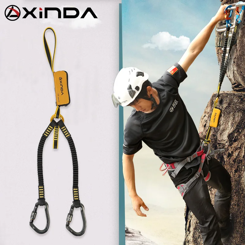 Outdoor High Altitude Protective Via Ferrata Safety Belt Sling Lanyard With Hook Xinda High Strength Wearable Anti Fall Off