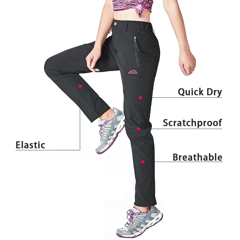 Hiking Pants Women Summer Trekking Pants Outdoor Running Walking Fishing Elastic Quick Dry