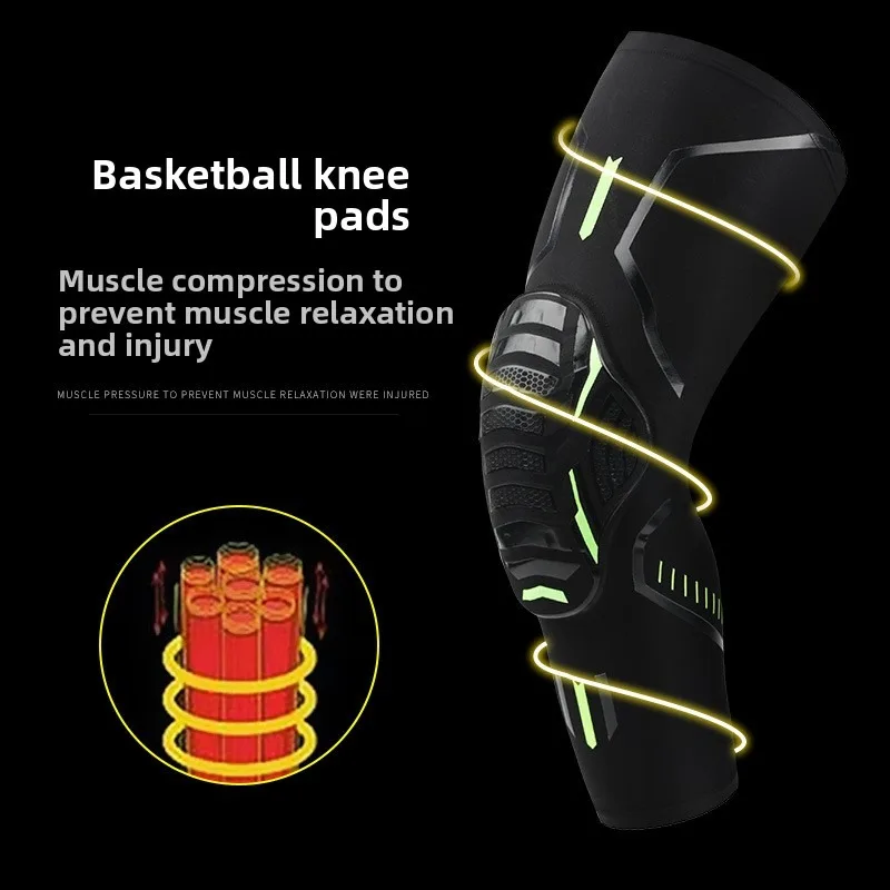 2-Pack Knee-Mounted Protective Gear, Breathable Mesh Polyester Blend Anti-Collision Compression Knee Sleeves with Upgraded Impact-Absorb Pads for Basketball, Running