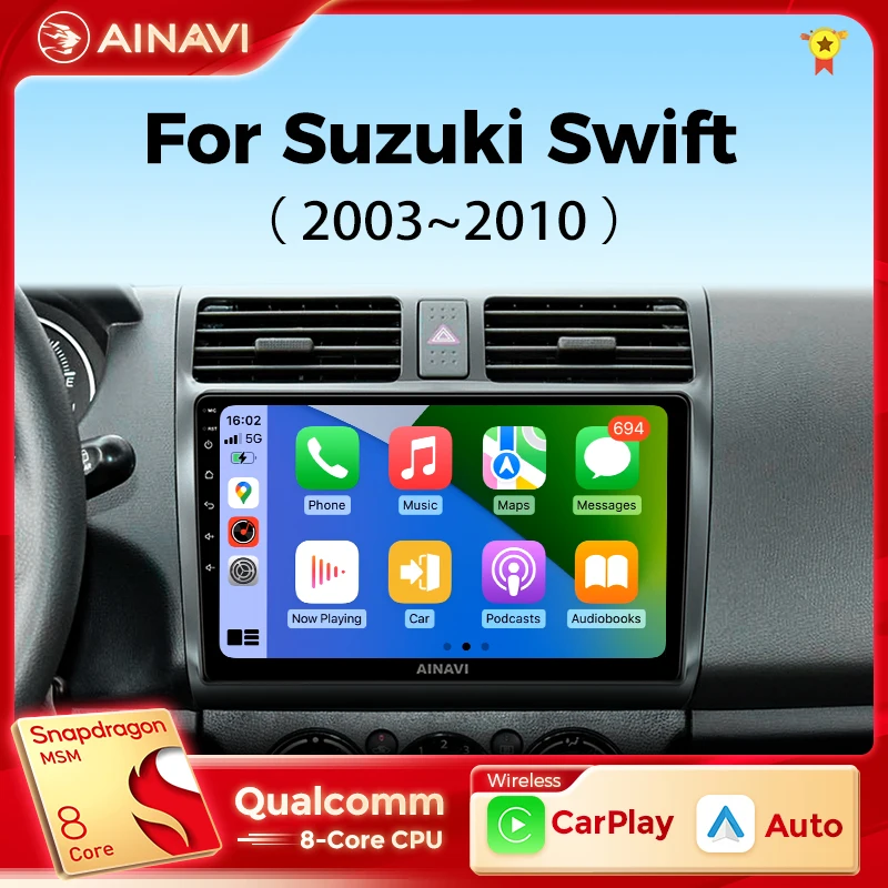 

Ainavi Multimedia Player For Suzuki Swift 2003-2010 Carplay Android Auto Radio Car Radio 4G Navigation GPS RDS DSP 48EQ 2 Din