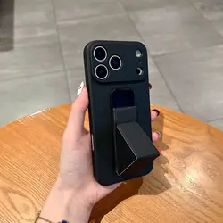 Premium Silicone Protective Case with Wrist Strap & Magnetic Kickstand - iPhone 12 (Black)