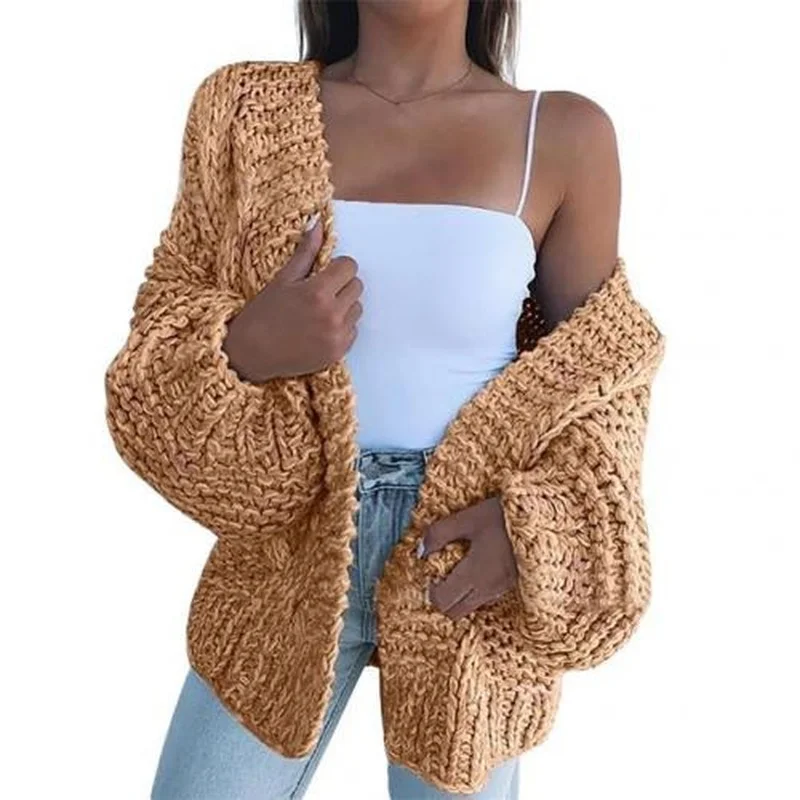 

Fashion Winter Faux Mohair Knitted Sweater Women Loose Warm Cardigan Casual Coats Female Solid Sweaters Coat New Streetwear