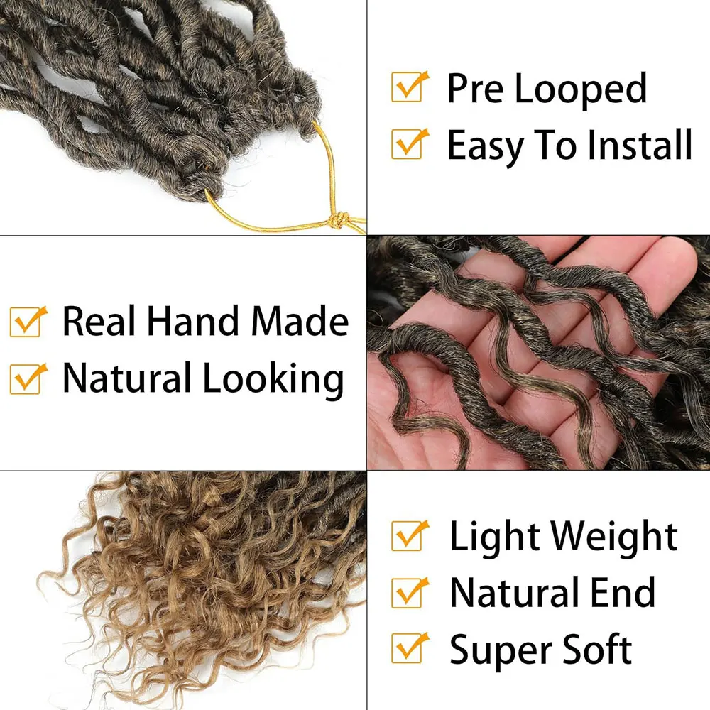 14" Faux Locs Crochet Hair Pre Looped 8Pack Synthetic Goddess Locs Crochet Hair With Curly Ends Boho For Black Women