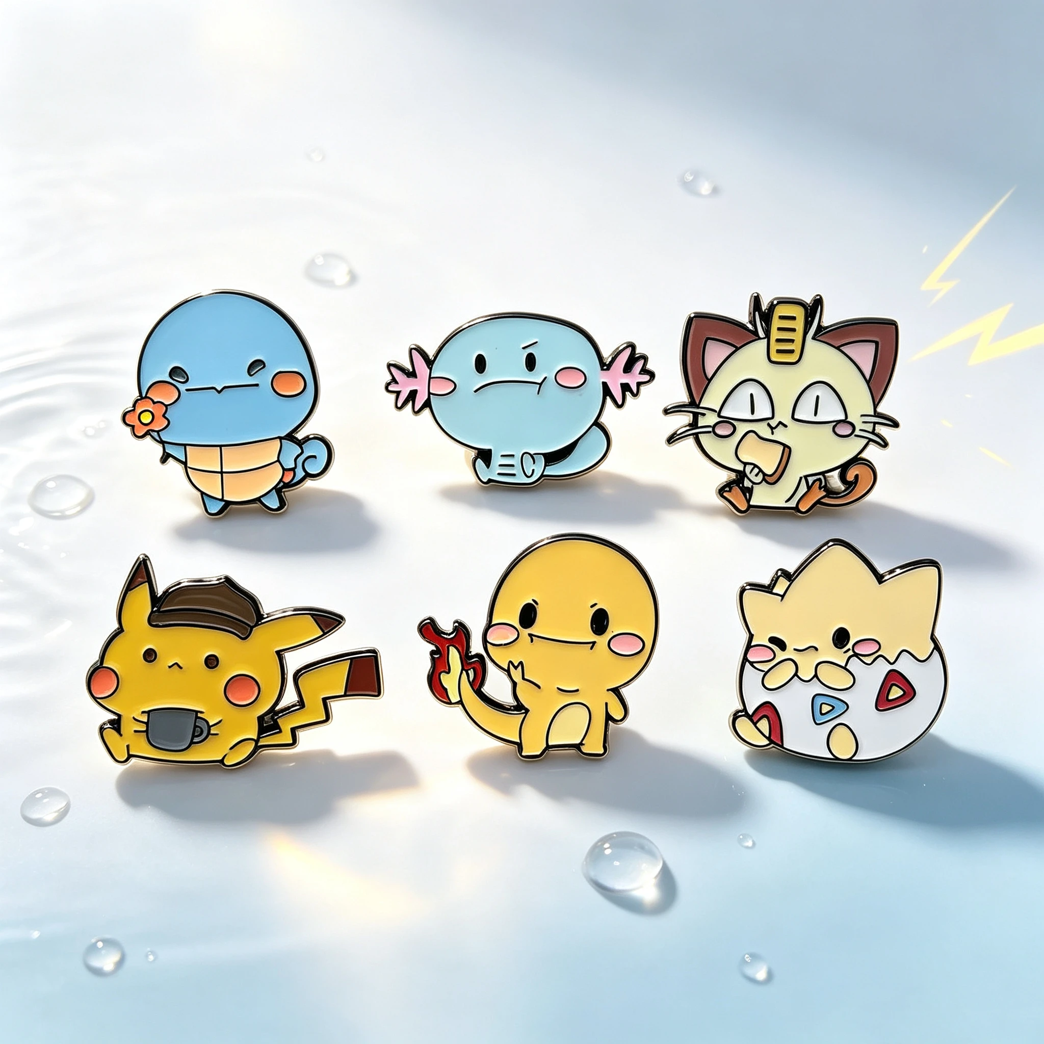 Set of 6 Adorable Cartoon Enamel Metal Pins for Jackets, Backpacks, and Clothing Accessories