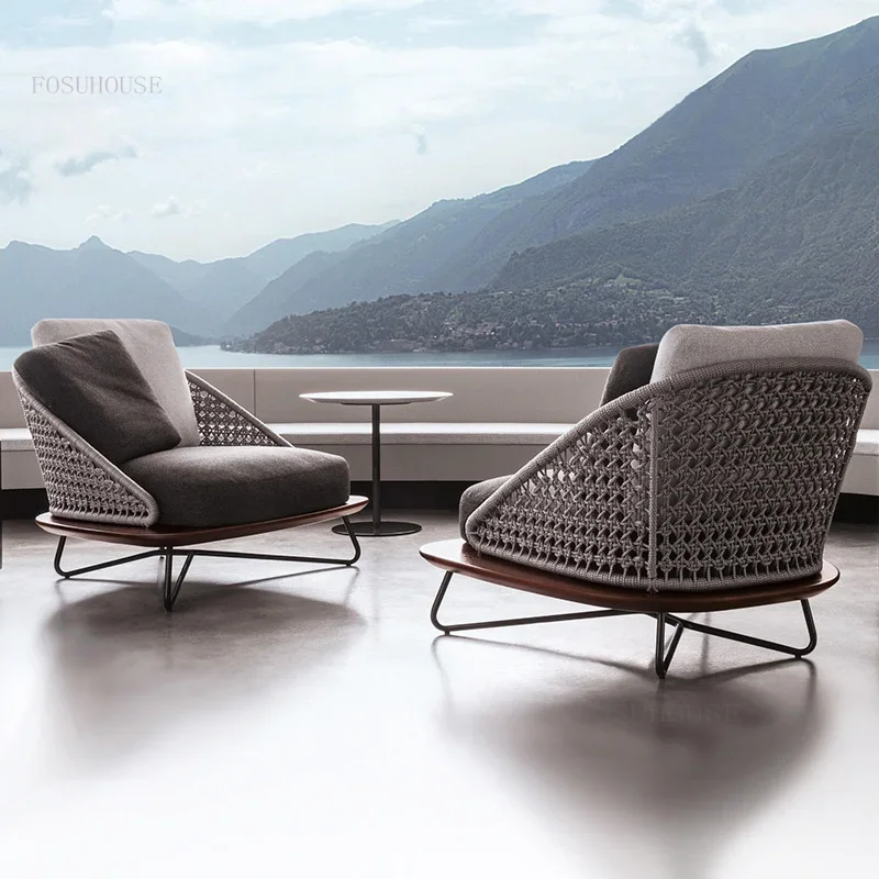 Waterproof Apartment Leisure Living Room Sofas Outdoor Balcony Patio Rattan Sofa Sunscreen Homestay Restaurant Back Armchairs L
