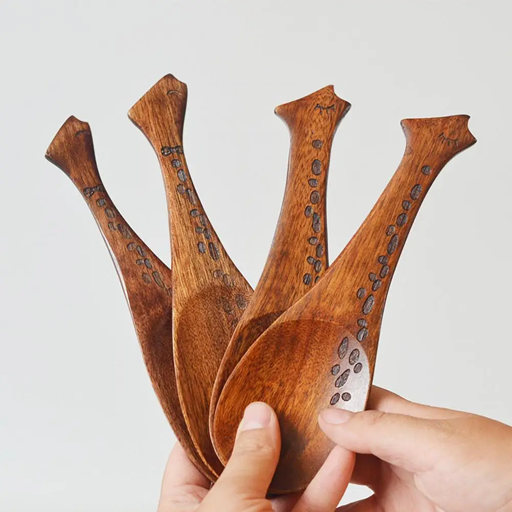 Rice Spoon Wood Creative Shape Food Grade Cartoon Retro Japanese Giraffe Duck Rice Spoon Cooking Scoop Kitchen Supplies