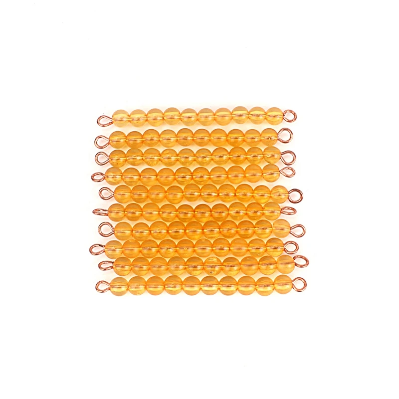 Montessori Math Counting Toys Plastic Gold Pearl Square Beads Colored Beads Wooden Tray Toy Kindergarten Preschool Educational 2