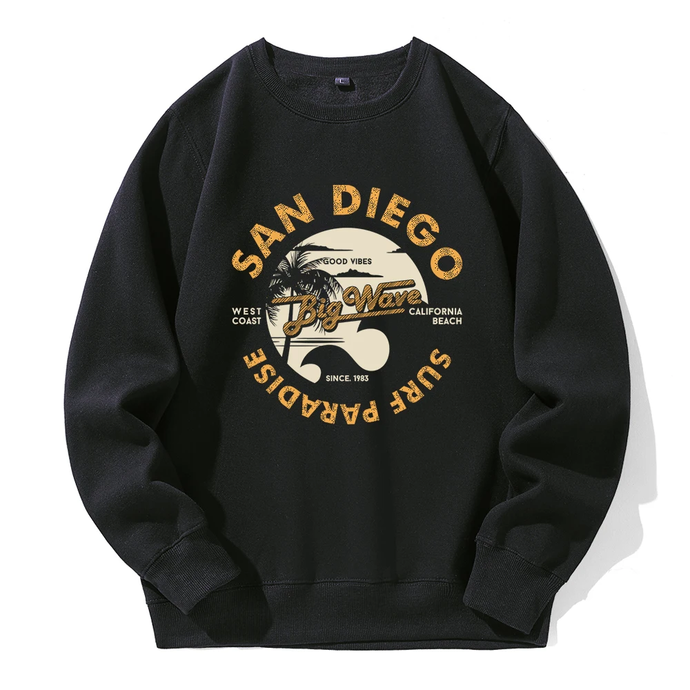 

San Diego Surf Paradise, West Coast Of California Tracksuit Men Street Sports Hoodies Loose Oversized Hoody Fashion Casual Tops
