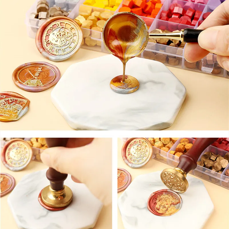 Ancient Sealing Wax Stamp Making Tools Sealing Wax Box Set Seal Beans Stamp Beads for Vintage Craft Envelope Wedding Seal