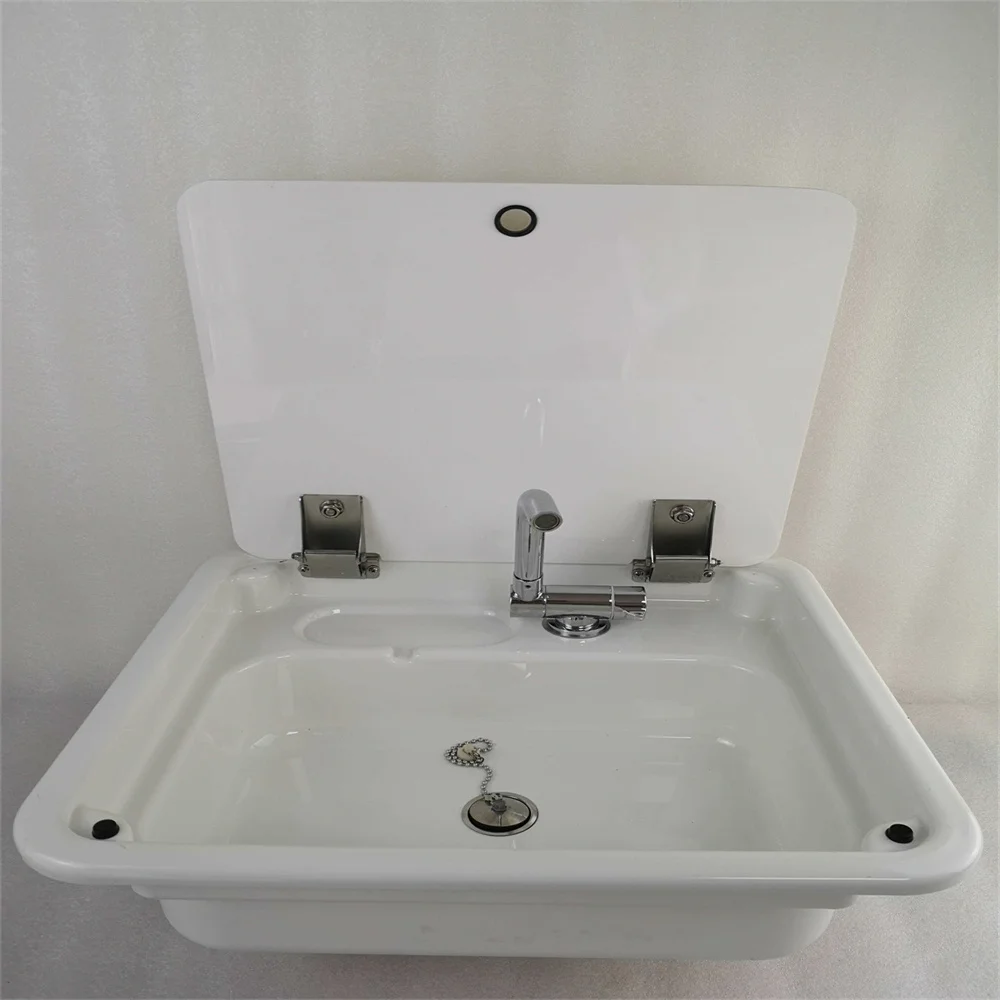 White Acrylic Sink Basin With Lid Top 445*400*145mm Boat Caravan Camper GR-Y009A double glazed acrylic with blinds and insect screen rv camper caravan windows