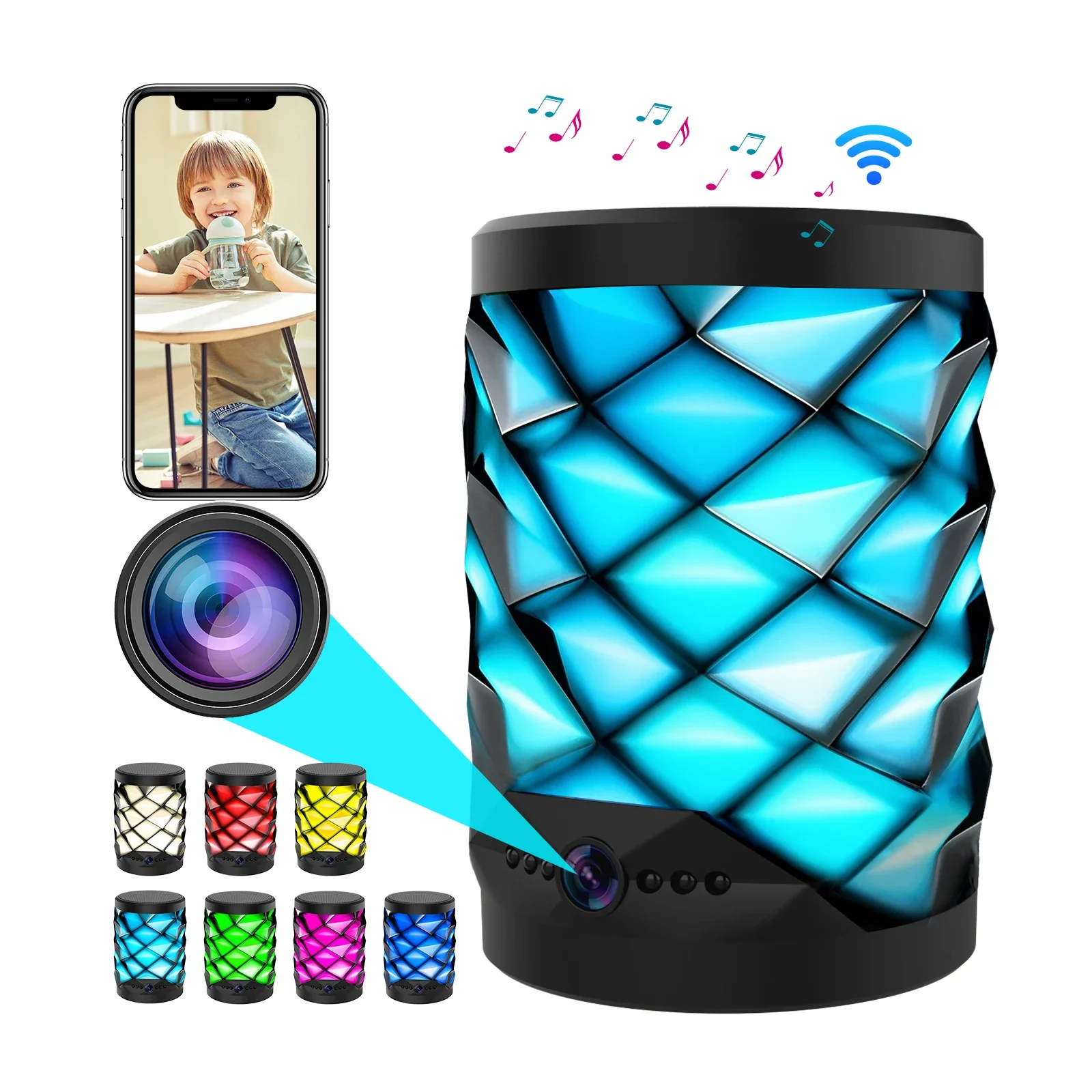 rear panel of bluetooth speaker camera combo