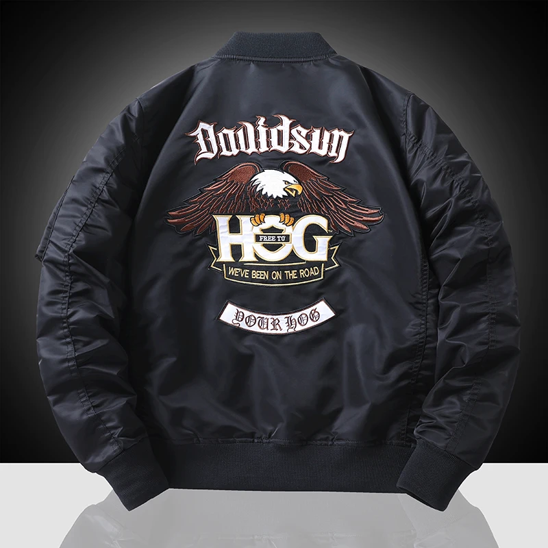 Eagle Flight Jacket Men's Workwear Spring and Autumn Pilot Baseball uniform Tactical Flight Suit Embroidered Heavy Industry Blac 5