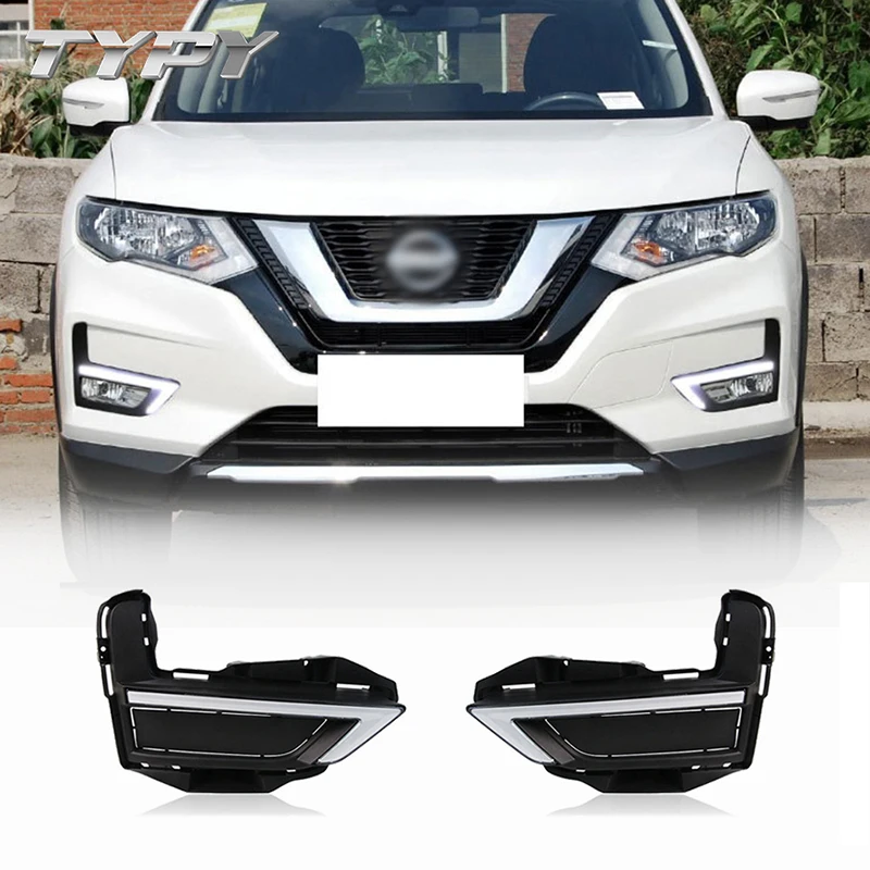 

Car Modified LED DRL Daytime Running Light With Yellow Turning Signal Fog Lamp For Nissan X-Trail 2017-2018